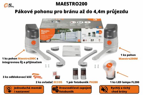 MAESTRO200 - pákové pohony pro bránu až do 4,4 m průjezdu